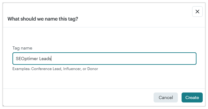 Create tag Mailchimp